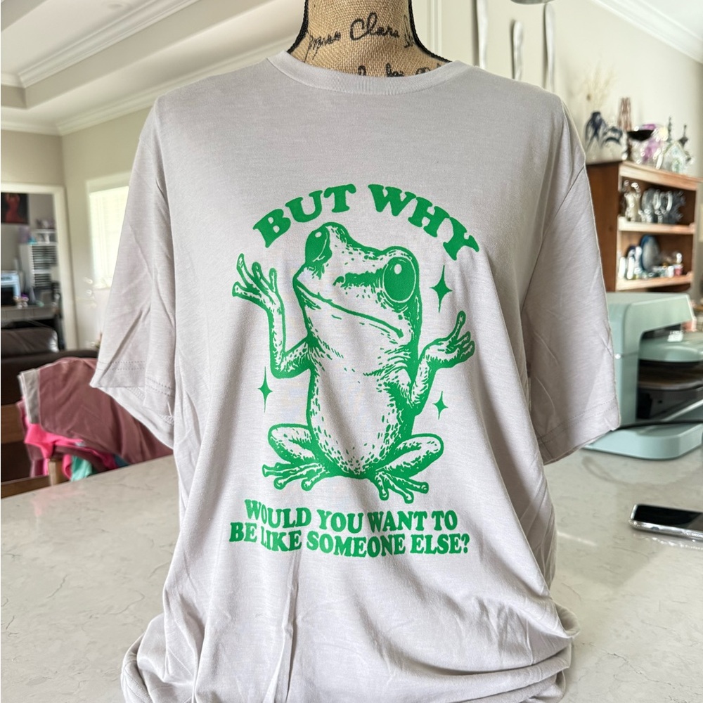 Bella Canvas White Tee with Green Frog Graphic